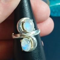 Anello in argento 925 regolabile e pietra di luna 