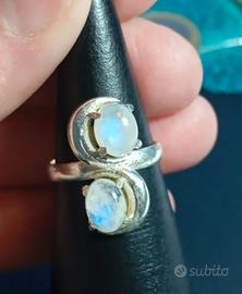 Anello in argento 925 regolabile e pietra di luna 