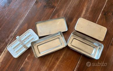 N2 Porta siringhe vetro anni 70 .Acciaio inox