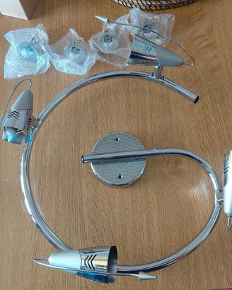 Lampadario tipo acciaio per cucina con lampadine 