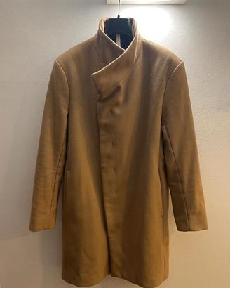 Cappotto Zara uomo XL cammello chiusura asimmetric