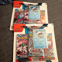 2 blister per 3 pacchetti carte Pokemon originali