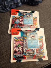 2 blister per 3 pacchetti carte Pokemon originali