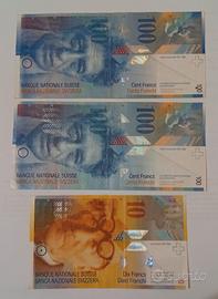 Svizzera CH Banconota franchi 100 + 100 +10