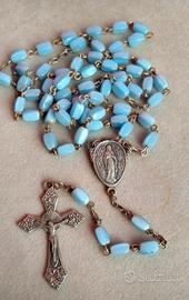 Rosario vintage cristalli azzurri Italia
