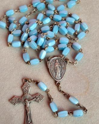 Rosario vintage cristalli azzurri Italia