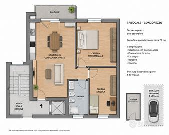 Trilocale arredato con balcone a Concorezzo