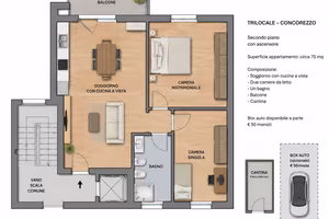 Trilocale arredato con balcone a Concorezzo