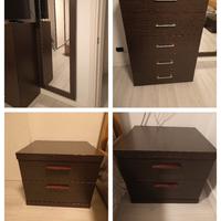 Cassettiera, comodini e specchiera