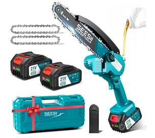 SEESII 8 Pollici Mini Motosega a Batteria 2x4000mA