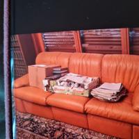 Divano e poltrona in pelle vintage