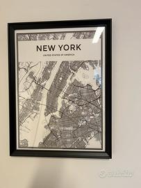 Set di 7 Quadri mappa città cornice Paris New York