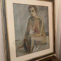 "Nudo di donna seduta" - Dipinto a olio