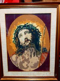 Quadro Sacro "Ecce Homo" - Ricamo a Mezzo Punto 