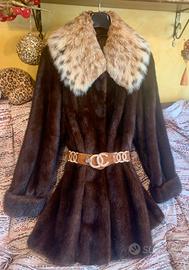 Pelliccia visone vintage collo lince