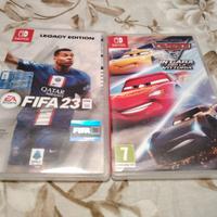 Nintendo Switch giochi fifa 23 e Cars 3.