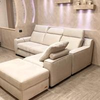 Divano reclinabile 4 posti + chaise longue e pouf