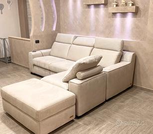 Divano reclinabile 4 posti + chaise longue e pouf
