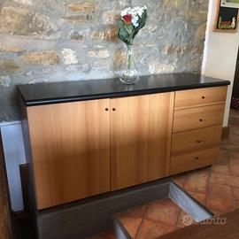 Cassettiera laminato legn ciliegio - nero