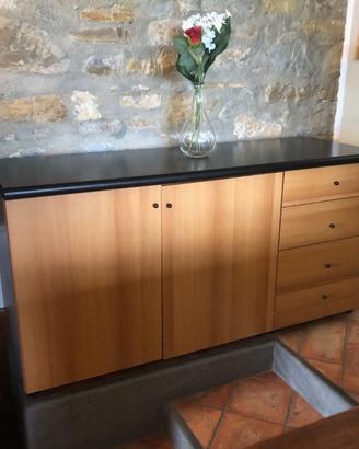 Cassettiera laminato legn ciliegio - nero