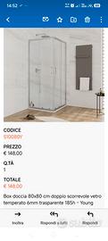 cabina doccia 80 x 80 scorrevole  120euro