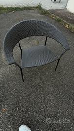 Poltroncine lounge rattan nere, lotto 4