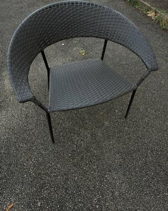 Poltroncine lounge rattan nere, lotto 4