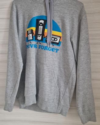 Felpa grigia Pampling "Never Forget" retro geek S