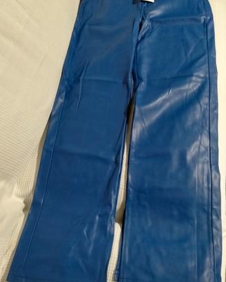 Pantaloni similpelle blu elettrico taglia M