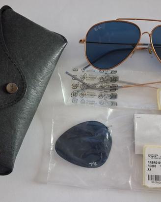 Ray-Ban Reverse Aviator – Montatura oro/Lenti blu