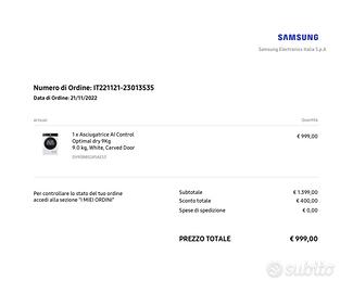 Asciugatrice Samsung perfetta