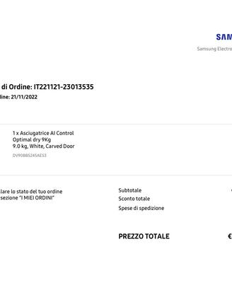 Asciugatrice Samsung perfetta