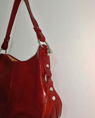 Borsa a spalla Hobo in Vera Pelle nuova – Rossa –