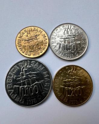 4 Monete lire San Marino 1978