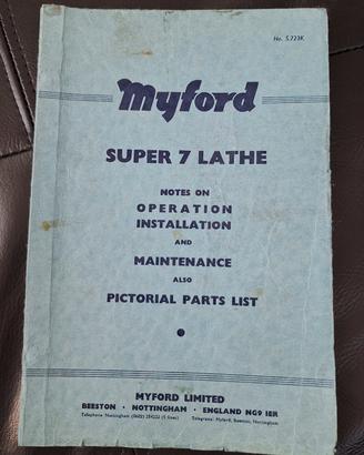 Manuale tornio Myford Super7 