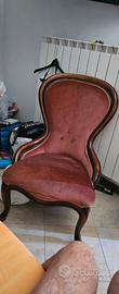 Poltrona vintage  in velluto rosa antico stile 