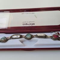 Bracciale e orecchini in argento con perle pietre