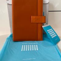 Porta agenda Piquadro in pelle e tessuto arancione