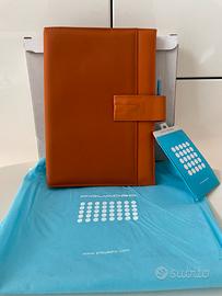 Porta agenda Piquadro in pelle e tessuto arancione