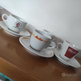 Lotto n. 4 tazzine + piattini caffè logo brand