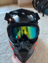 Casco Motocross/Enduro-Grigio/Arancio + Maschera