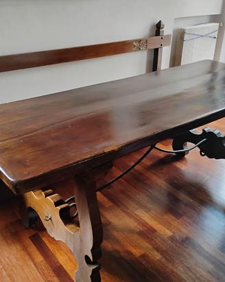 Tavolo legno massello panca e mensola