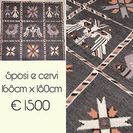 Tappeto sardo Sposi e cervi 168 cm x 180 cm