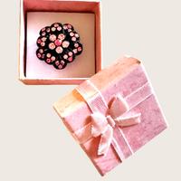 Anello vintage a fiore con cristalli rosa