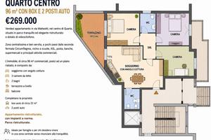 Quarto - 96 mq con Box e 2 posti Auto