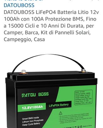 batteria Datouboss LiFeP04  12 v 100ah