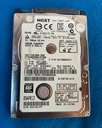Hdd meccanico HGST 500 Gb