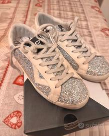 Scarpe 4b12 glitter argento num.36