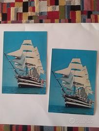 Coppia cartoline Amerigo Vespucci con bolli