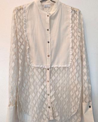 Camicia Rebelqueen by Liu Jo avorio pizzo rombi